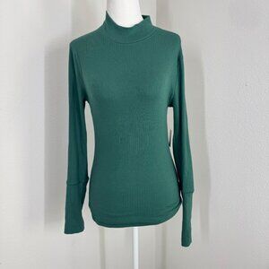 Free People Intimately Mock Neck Long Sleeve Shirt Size M Evergreen